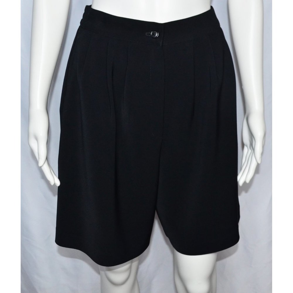 Vintage 80’s Savion Pleated Bermuda Shorts Black Preppy Size 6